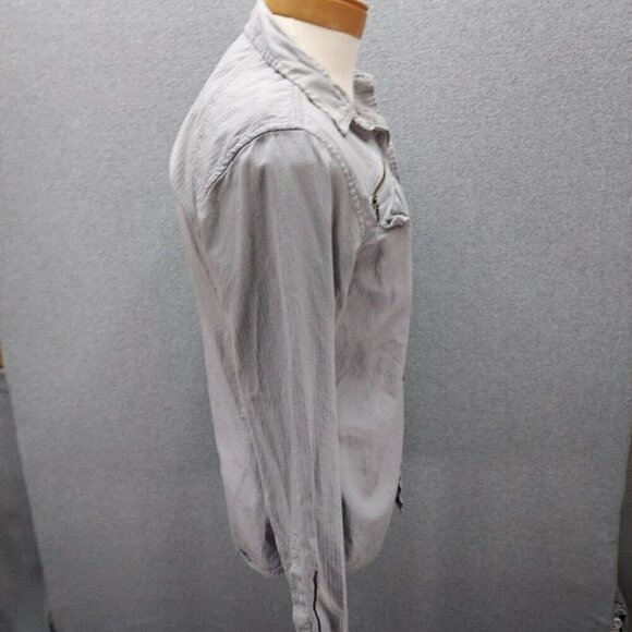Guess Long Sleeve Button Up Collared Shirt Grey Zippered Pockets SZ Small VTG - Picture 5 of 8